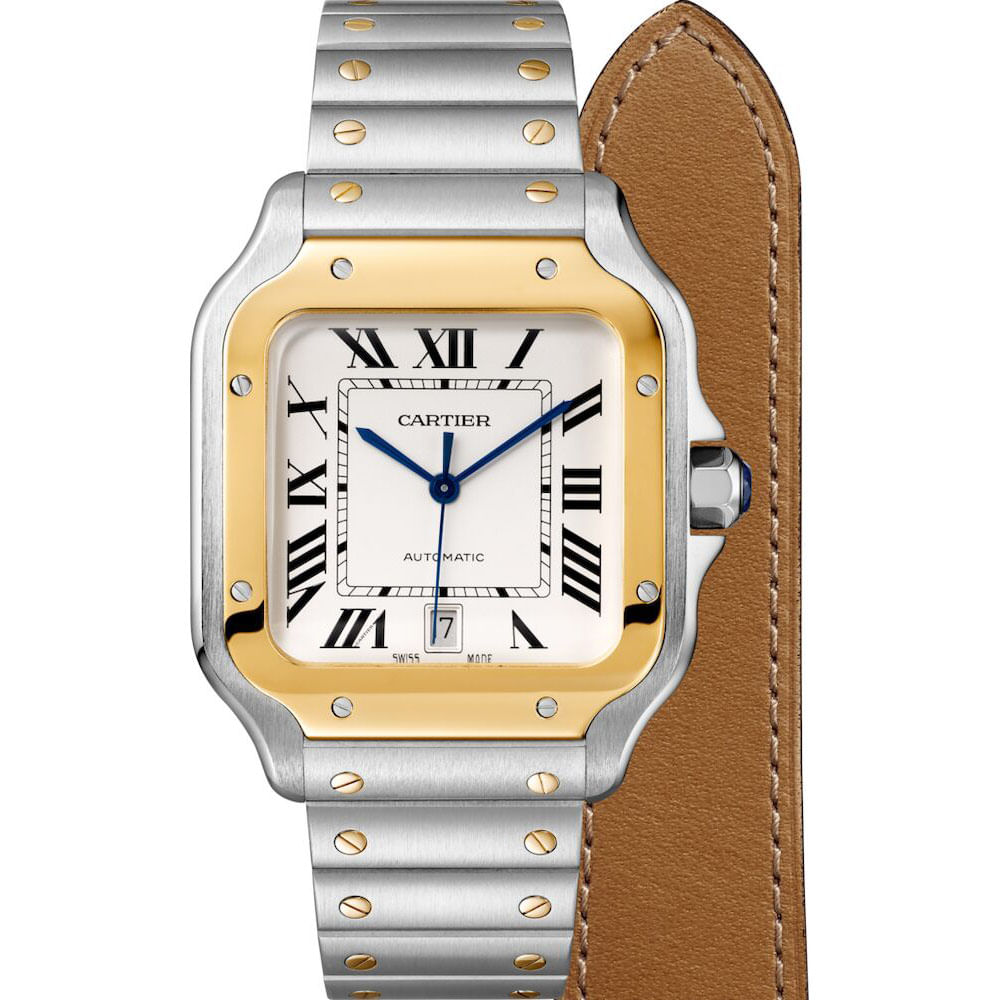 W2SA0006 Reloj Santos de Cartier Tamaño grande, automático, oro y